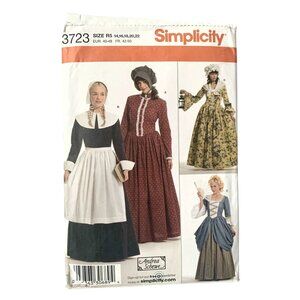 Simplicity 3723 Pattern Misses Costumes Colonial Pilgrim Prairie Quaker Dress UN